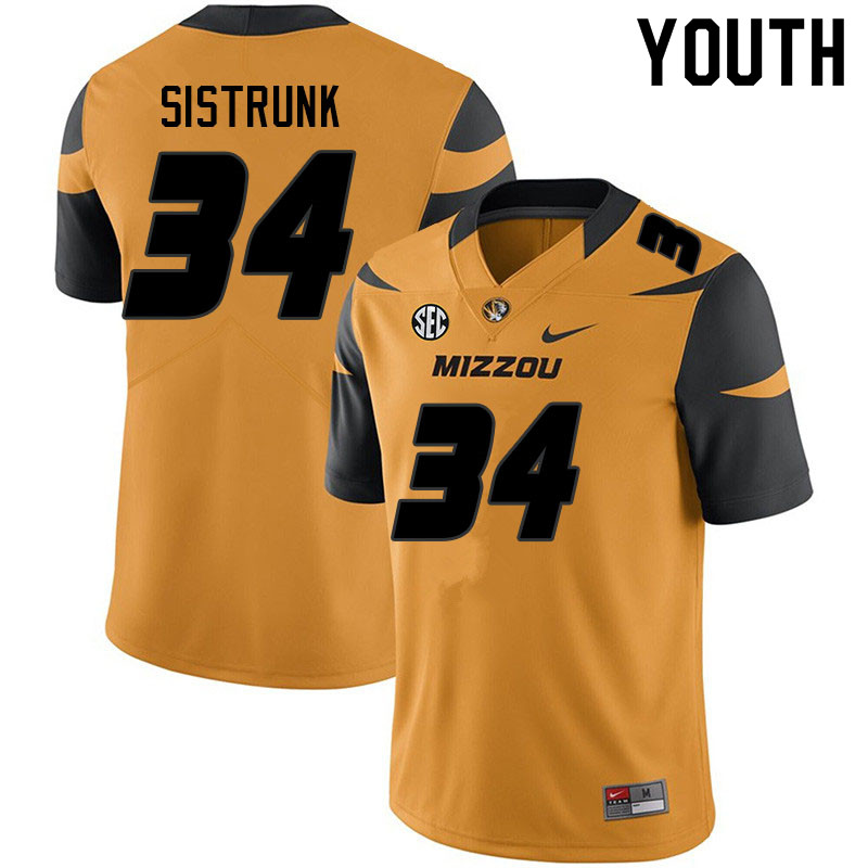 Youth #34 Davion Sistrunk Missouri Tigers College Football Jerseys Sale-Yellow